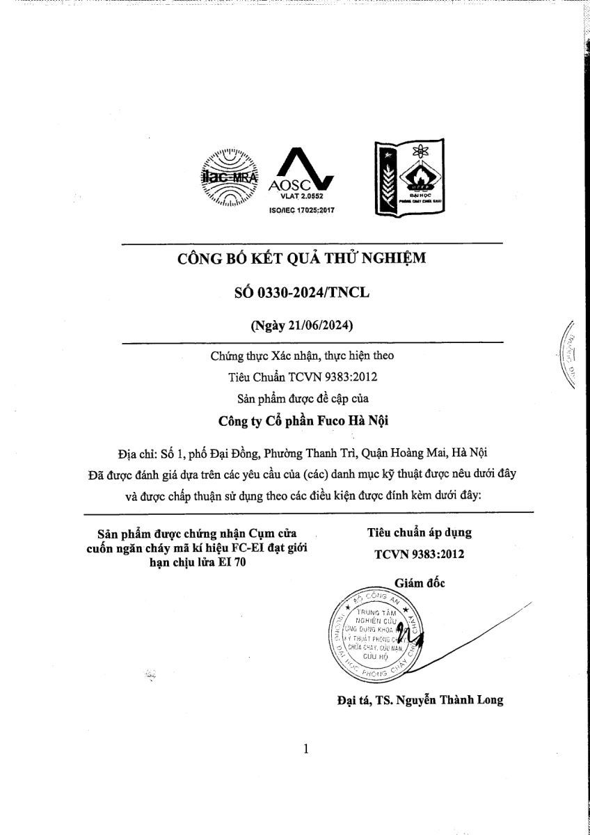 Cửa cuốn chống cháy EI 60 phút
