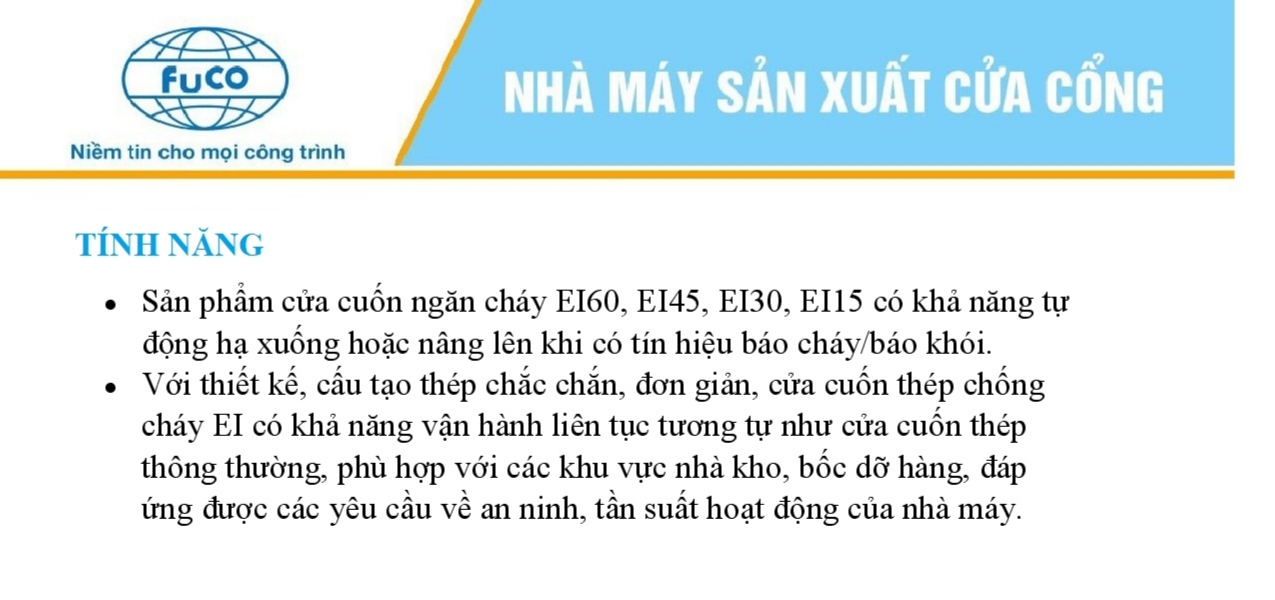 Cửa cuốn ngăn cháy EI, Cửa cuốn ngăn cháy E120, cửa cuốn ngăn cháy EI60